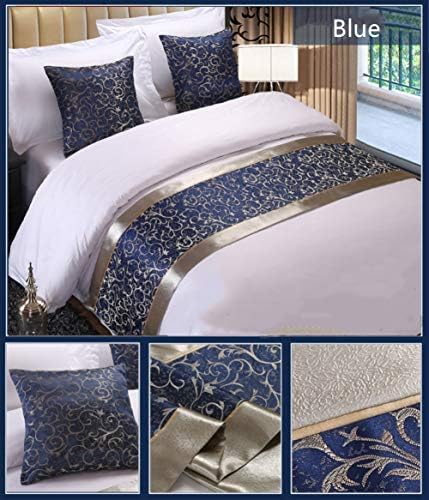 Tizenkét Luxus Kék Ágynemű Futó Haza Dekoratív Ágy Végén Sálat Hotel Esküvői Szoba