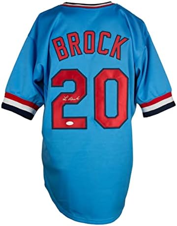Lou Brock Aláírt Egyedi Kék Pro Stílus Baseball Jersey SZÖVETSÉG ITP