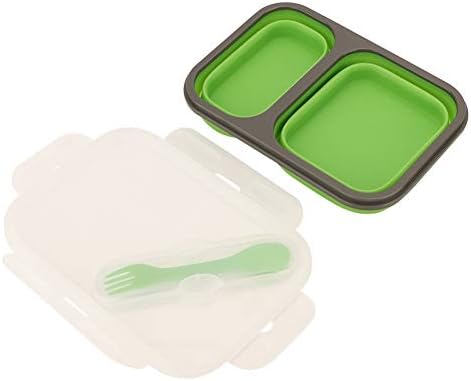 Két Rekeszes Bento Box, Szilikon Élelmiszer-Tartály Összecsukható Ebéd Tál Kültéri Utazási Piknik 20oz+13oz