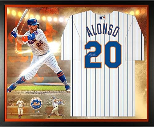 Pete Alonso New York Mets Keretes Dedikált, Fehér Nike Replika Jersey Kollázs - Dedikált MLB Mezek
