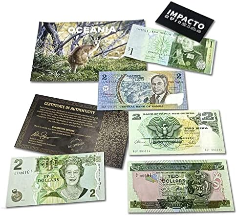 A világ Papír Pénz: 5 Bankjegyek a Óceánia - Emeli A Deviza Gyűjtemény a Régi Bankjegyek, valamint A Teljes Album a Gyűjtők. Eredetiséget