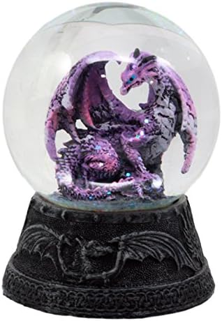Ebros Ajándék Mitikus Lila Éjfél Sárkány Víz Globe Figura, akinek Csillog 4.75 H Szikrázó Csillogás Globe Gyűjthető