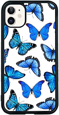 FANXI Kék Pillangó mobiltelefon tok iPhone 11 6.1 Inch - Ütésálló Védő Aranyos hideg Kék Pillangók Telefon Esetében Tervezett iPhone